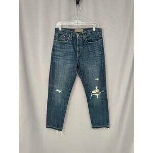 Point Sur Denim Jeans Womens 29 Ripped Button Fly Cropped Raw Hem Made in USA